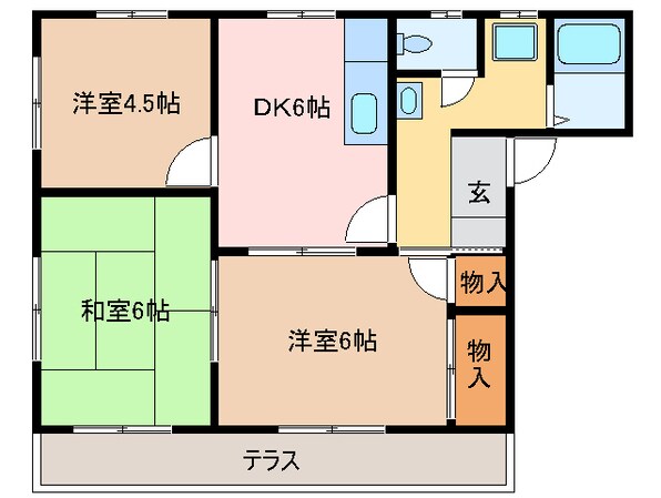 レインボーハイツⅡ　Aの物件間取画像